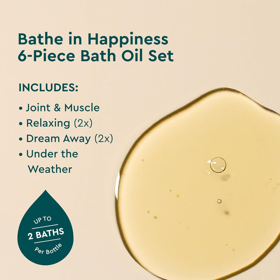 Kneipp Bathe In Happiness 6-Piece Bath Oil Set - 0.67 Per Bottle (6 Total) - Ideal For Trial & Travel - One Bottle Delivers Up To Two Baths