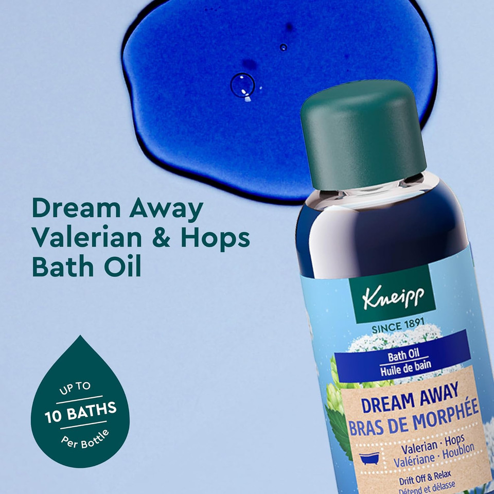 Kneipp Dream Away Valerian & Hops Bath Oil - Good For Unwinding Before Bed - Vegan - 3.4 Fl Oz - Up To 10 Baths