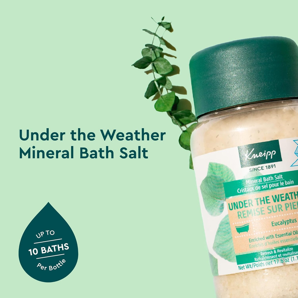 Kneipp Under The Weather Eucalyptus Mineral Bath Salt - Promotes Respiratory Wellness & Relaxation - 17.6 Oz - Up To 10 Baths