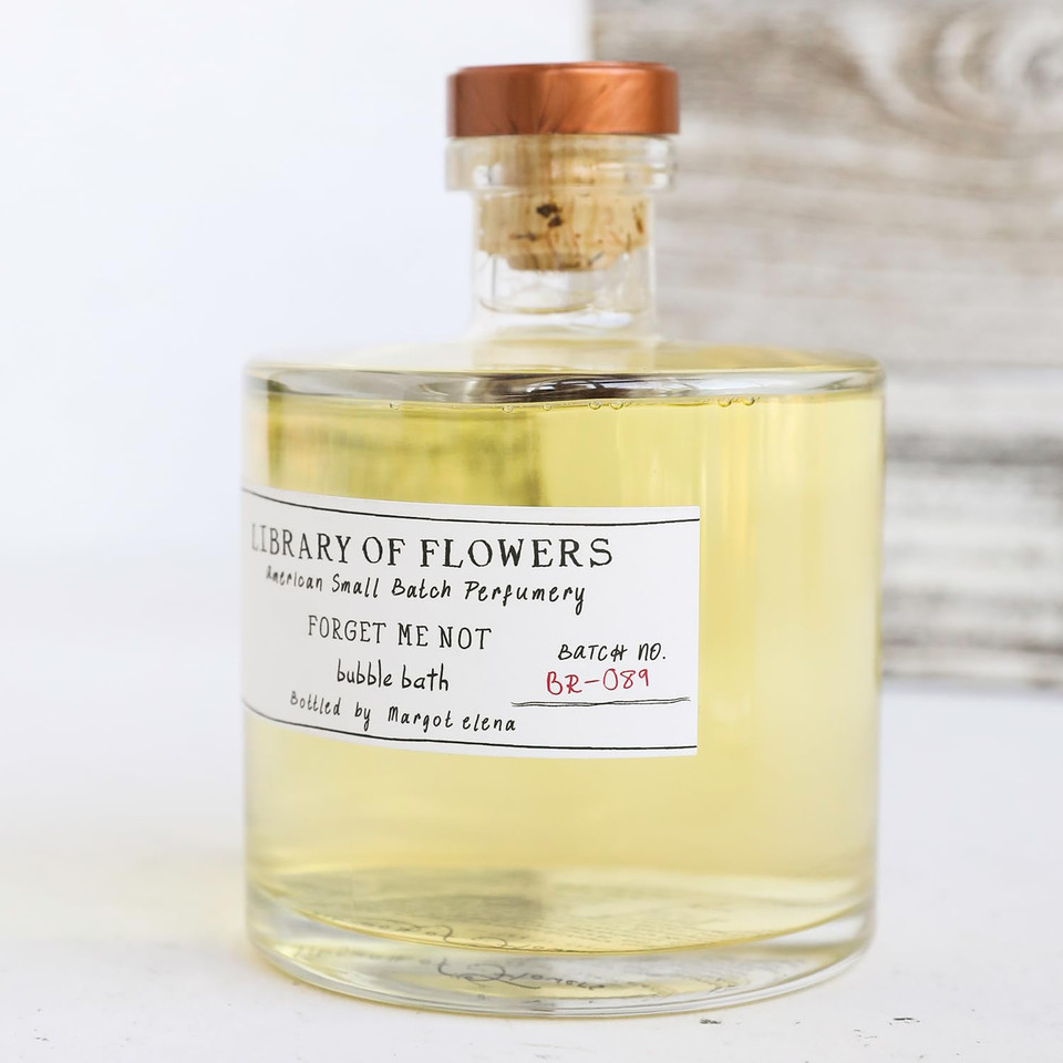 Library Of Flowers Forget Me Not Bubble Bath, 17 Fl. Oz. - Osmanthus, Rice Powder & White Orchid  Relaxing & Gentle Bubble Bath Soap, Skin Hydrating & Deep Moisturizing, Avocado Oil & Green Tea