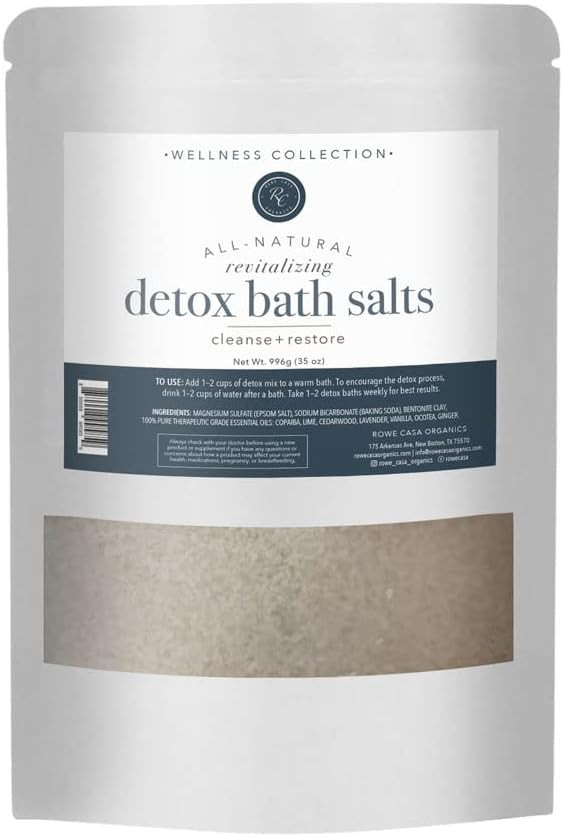 Rowe Casa Organics Detox Bath Salts With Health Boosting Magnesium And Bentonite Clay  Natural Bath Soak For Body Cleanse, Restore, And Relaxation, 35 Oz