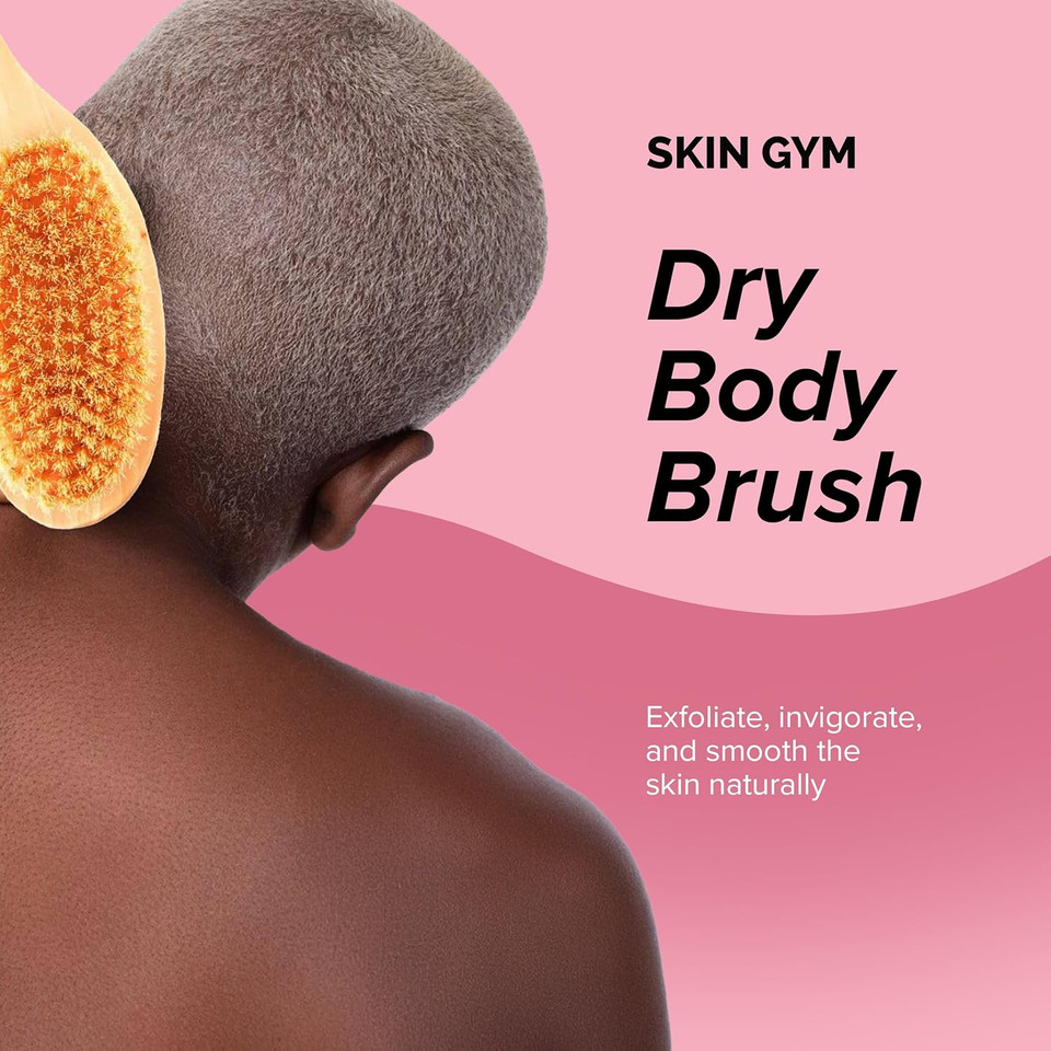 Skin Gym Dry Body Brush Exfoliating Bath Scrubber With Soft And Stiff Bristles For Cellulite Treatment, Lymphatic Drainage And Blood Circulation Improvement