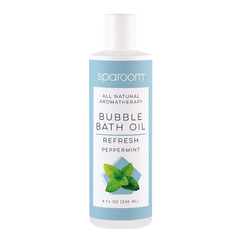 Sparoom All Natural Hydrating And Nourishing Aromatherapy Foaming Bubble Bath Oil With Jojoba Oil, Olive Oils And Aloe, 8 Oz, Refresh-Peppermint