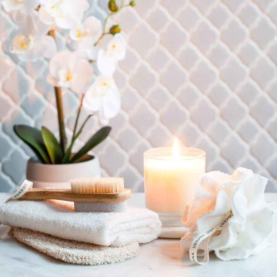 Spa Prive Bamboo Pouf, Natural & Reusable Creates Rich Lather Gentle Exfoliation