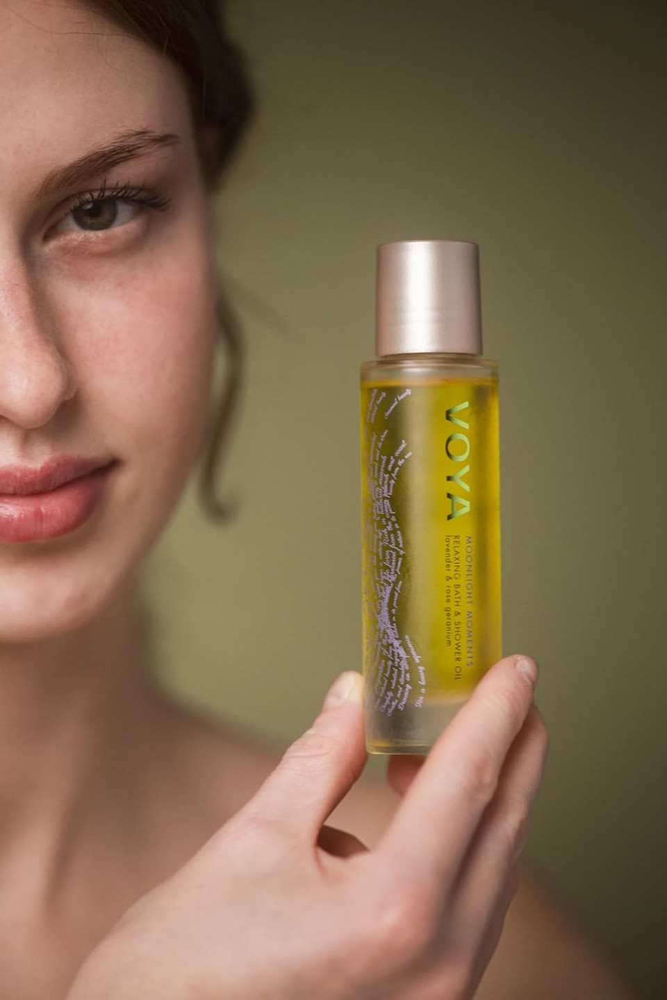 Voya Moonlight Moments Relaxing Bath & Shower Oil, Lavender & Rose Geranium Scent, Organic Formulation, Hydrating Bath & Body Oil, 100Ml