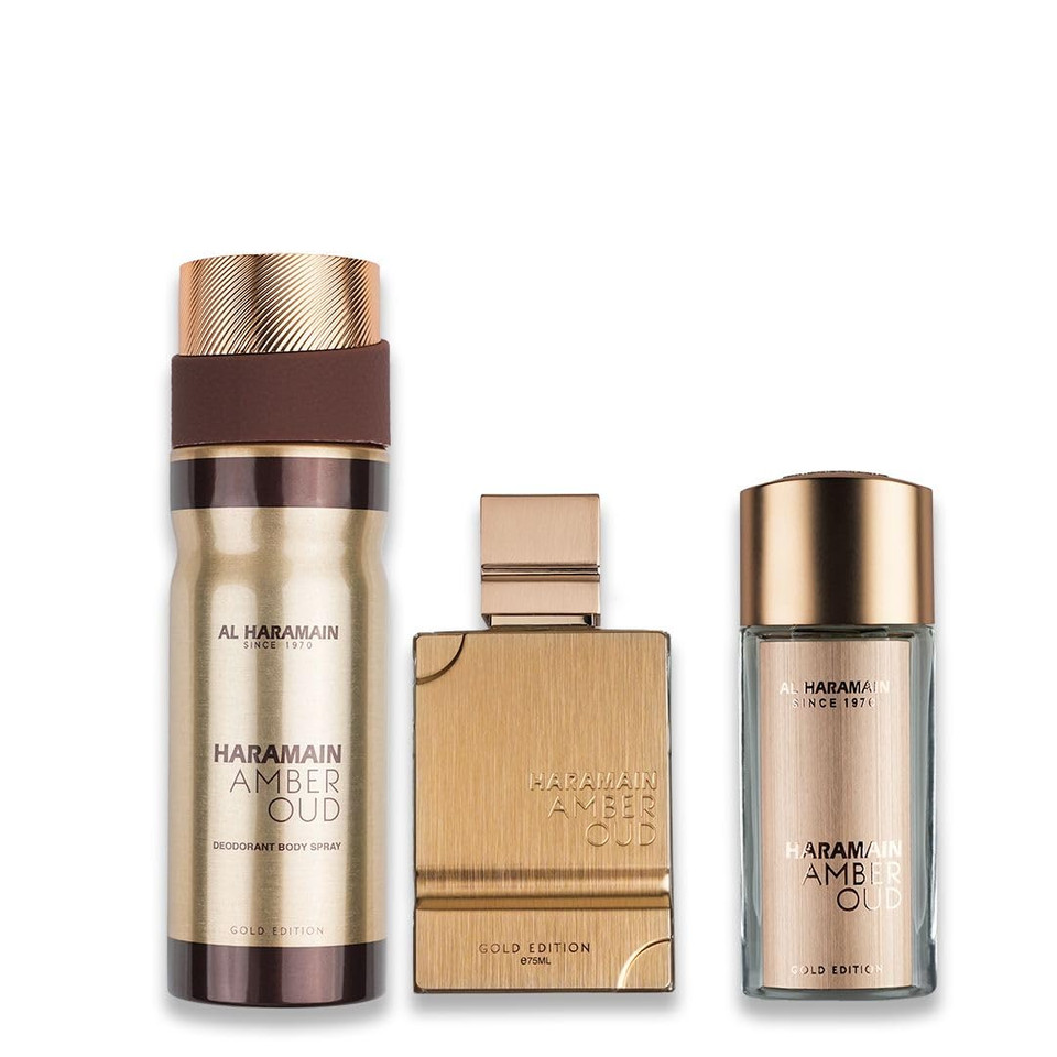 Al Haramain Amber Oud Gold Edition 3 Pc Gift Set For Unisex - Luxury Cologne & Perfume For Men & Women - 2.5 Oz Edp Spray, 1 Oz Edp Spray, 6.6 Oz Body Spray - Arabian & Arabic Long Lasting Fragrance Al Haramain Amber Oud Gold Edition 3 Pc Gift Set For Unisex - Luxury Cologne & Perfume For Men & Women - 2.5 Oz Edp Spray, 1 Oz Edp Spray, 6.6 Oz Body Spray - Arabian & Arabic Long Lasting Fragrance