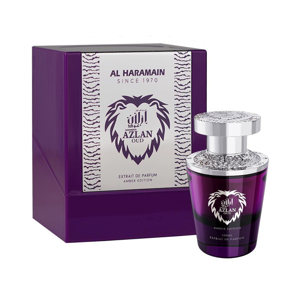 Al Haramain Azlan Oud Amber Edition For Unisex - Arabian Perfume For Women And Men - Long Lasting Woody Fragrance With Notes Of Grapefruit, Leather, Musk, Vanilla - Arabic Cologne - 3.4 Oz Edp Spray