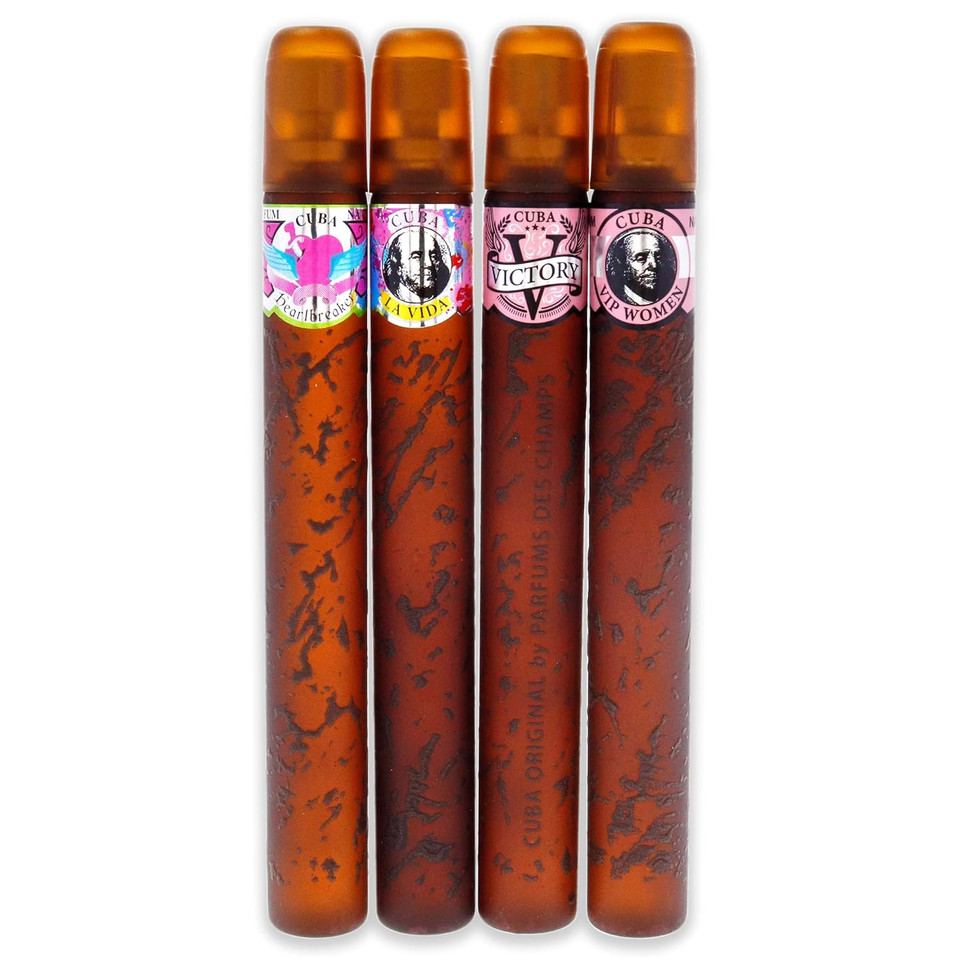 Cuba Quad I 4 Piece Set For Women Heartbreak + La Vida Victory Vip Eau De Parfum Spray 1.17 Ounce Each