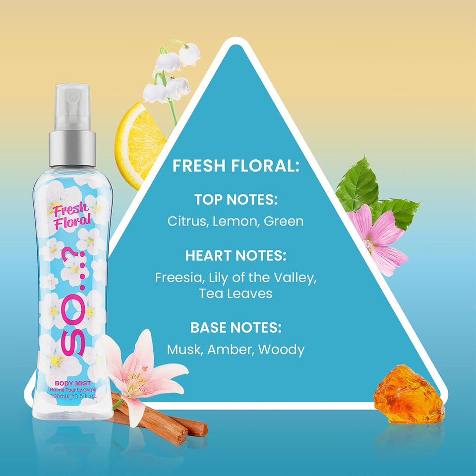 Fresh Floral Body Mist By So... - Perfume For Women - Ideal Gifts Body Spray For Women With Citrus, Green Notes And Freesia - 3.5 Oz