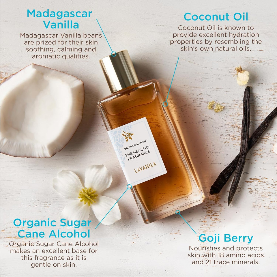 Lavanila - The Healthy Fragrance Clean And Natural, Vanilla Coconut Perfume Set (1.7 Oz. + 0.34 Oz.)