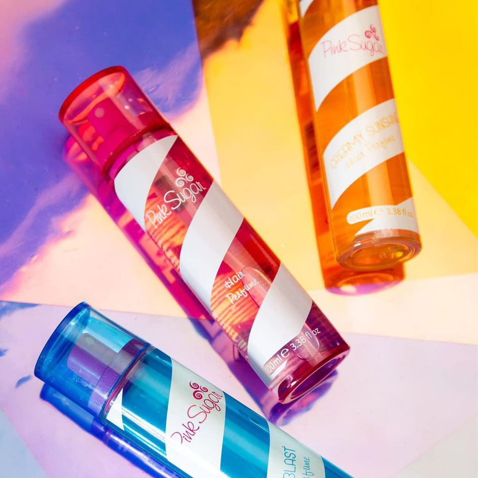 Pink Sugar Creamy Sunshine Fragrance For Women, Eau De Toilette Perfume, Body Mist, Hair Perfume, Floral + Fruity Scent, Notes Of Coconut Milk, Mimosa, Vanilla, And Caramel