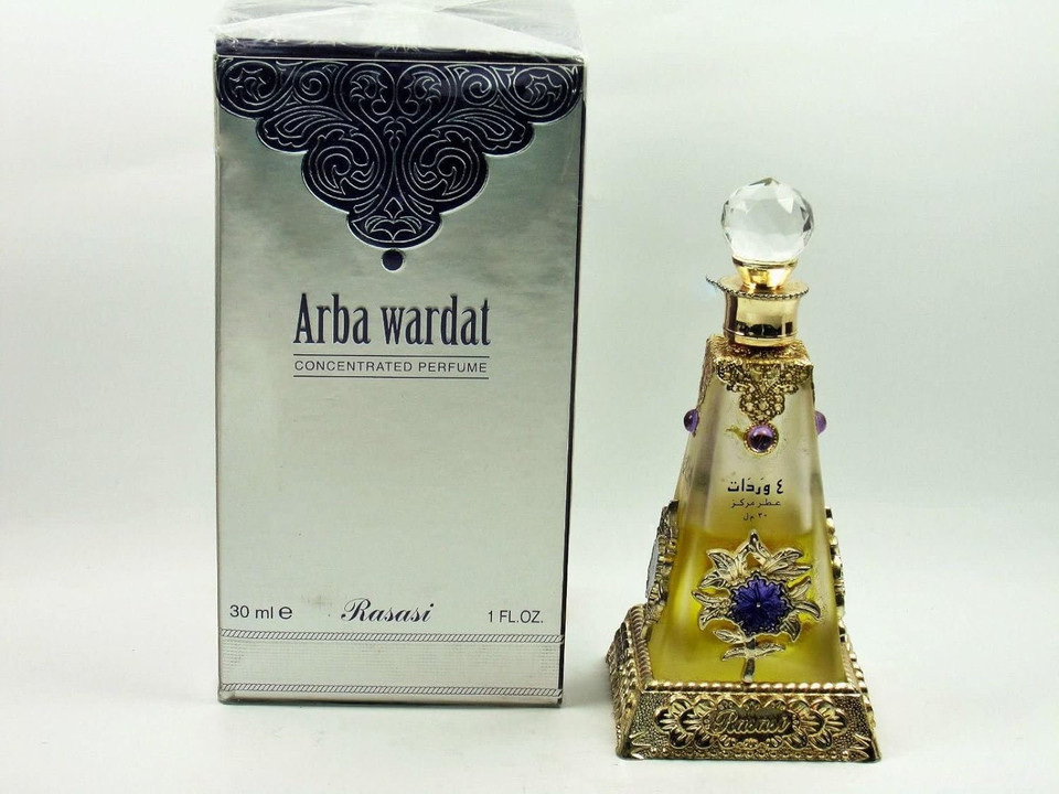 Rasasi Arba Wardat Arabian Perfume Oils For Women & Men, 30Ml (1.0 Oz)  Long Lasting Concentrated Perfume Oil, Luxurious Unisex Scented Oil For All-Day Freshness And Elegance In A Premium Bottle