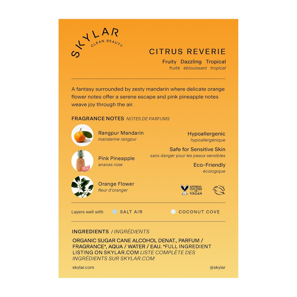 Skylar Capri Summer Eau De Parfum - Hypoallergenic & Clean Perfume For Women & Men, Vegan & Safe For Sensitive Skin - Fruity Citrus Perfume, Bergamot, Neroli & Blood Orange - 10Ml /0.33 Fl Oz Skylar Capri Summer Eau De Parfum - Hypoallergenic & Clean Perfume For Women & Men, Vegan & Safe For Sensitive Skin - Fruity Citrus Perfume, Bergamot, Neroli & Blood Orange - 10Ml /0.33 Fl Oz