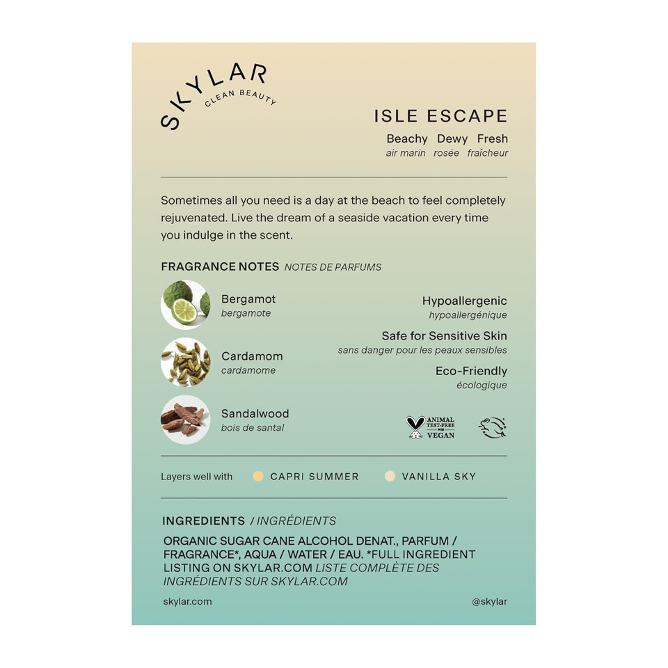 Skylar Lime Sands Eau De Parfum - Hypoallergenic & Clean Perfume Women & Men, Vegan & Safe For Sensitive Skin - Woody Citrus Perfume With Notes Of Lime, Sea Salt & Coconut Water - (10Ml /0.33 Fl Oz) Skylar Lime Sands Eau De Parfum - Hypoallergenic & Clean Perfume Women & Men, Vegan & Safe For Sensitive Skin - Woody Citrus Perfume With Notes Of Lime, Sea Salt & Coconut Water - (10Ml /0.33 Fl Oz)