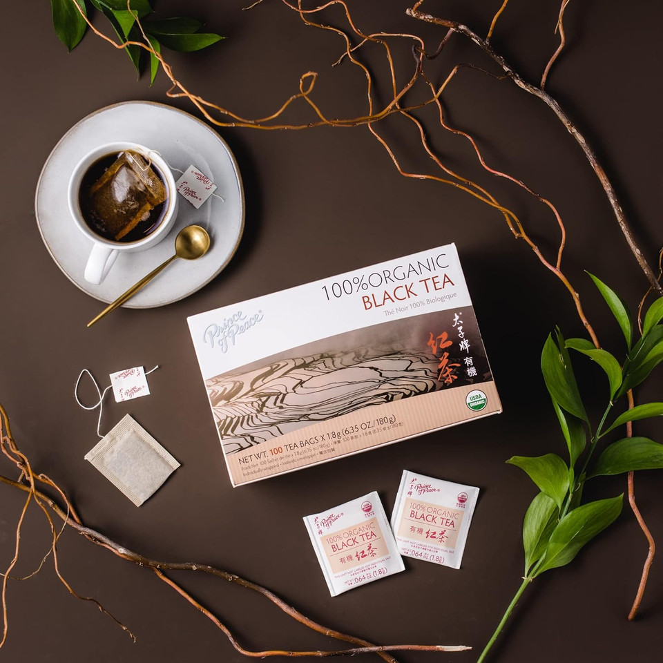 Prince Of Peace Organic Black Tea, 100 Tea Bags  100% Organic Black Tea  Unsweetened Black Tea  Lower Caffeine Alternative To Coffee  Herbal Health Benefits