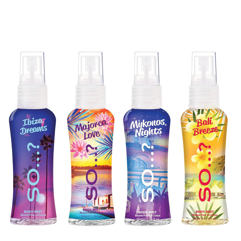 So... Escapes Body Mist Set - Perfumes For Women - Everyday Body Spray For Women - Vegan, Cruelty Free Fragrances - Travel Size Gift Set - 4 Pcs So... Escapes Body Mist Set - Perfumes For Women - Everyday Body Spray For Women - Vegan, Cruelty Free Fragrances - Travel Size Gift Set - 4 Pcs