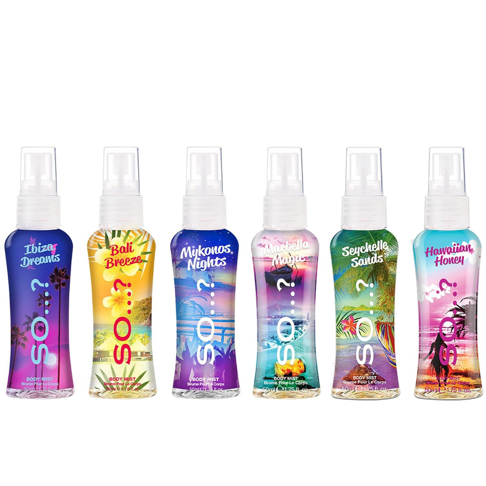 So... Escapes Body Mist Set - Perfumes For Women - Everyday Body Spray For Women - Vegan, Cruelty Free Fragrances - Travel Size Gift Set - 6 Pcs So... Escapes Body Mist Set - Perfumes For Women - Everyday Body Spray For Women - Vegan, Cruelty Free Fragrances - Travel Size Gift Set - 6 Pcs