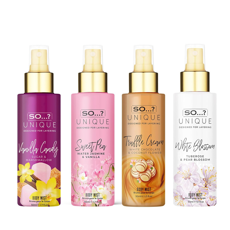 So
 Unique Body Mist Set - Perfumes For Women - Body Spray For Women - Vegan, Cruelty Free - Travel Size Gift Set - 650 To 1000 Sprays - 4 Pcs So
 Unique Body Mist Set - Perfumes For Women - Body Spray For Women - Vegan, Cruelty Free - Travel Size Gift Set - 650 To 1000 Sprays - 4 Pcs
