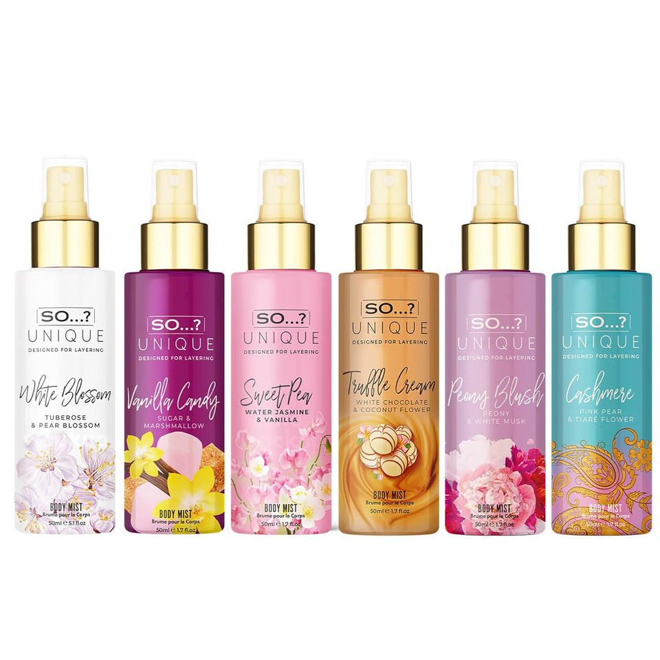 So
 Unique Body Mist Set - Perfumes For Women With Fresh, Floral, Sweet Scents - 6 Hour Wear Body Spray For Women - Travel Size Gift Set - 6 Pcs So
 Unique Body Mist Set - Perfumes For Women With Fresh, Floral, Sweet Scents - 6 Hour Wear Body Spray For Women - Travel Size Gift Set - 6 Pcs