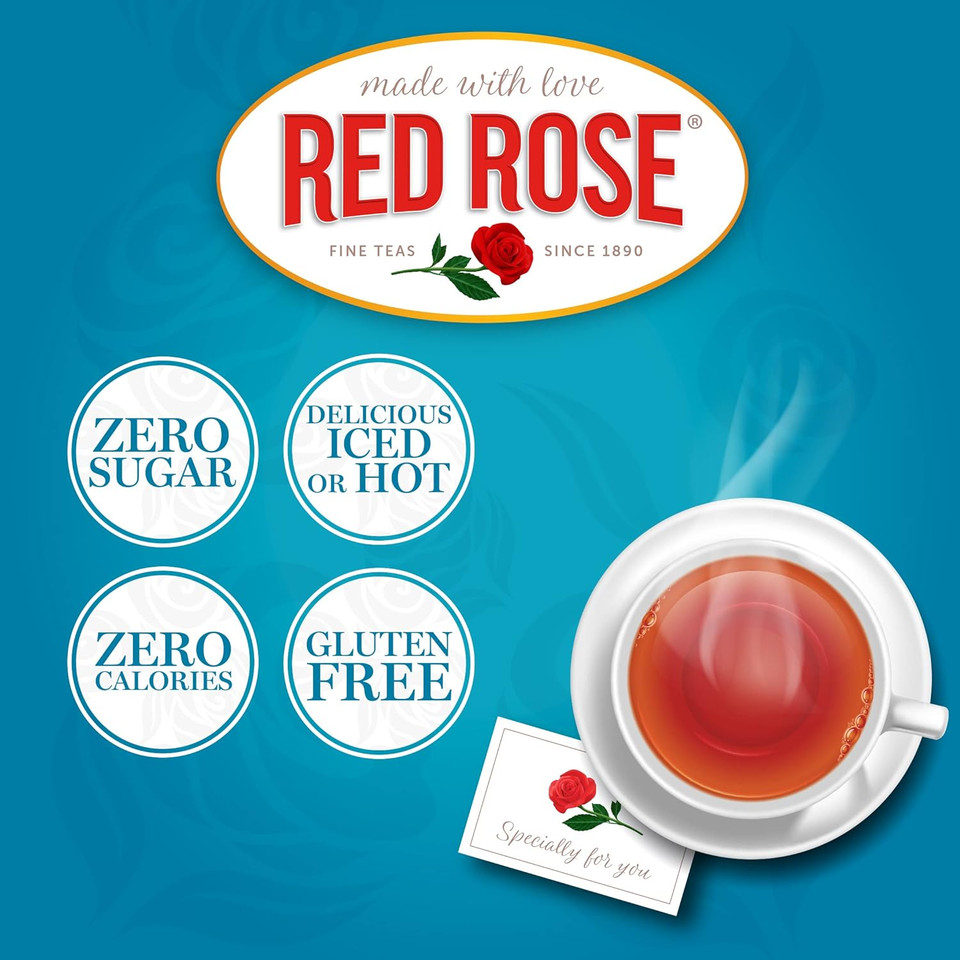 Red Rose Decaffeinated English Breakfast Tea Specially Blended Strong Robust Black Tea With 50 Individually Wrapped Tea Bags Per Box (Pack Of 6) Brew Hot Full Flavored Decaf Black Tea In The English Tradition