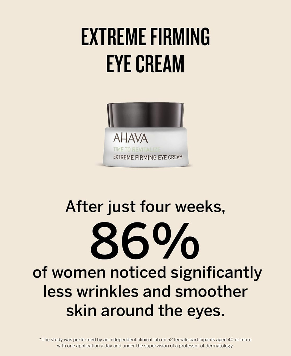 Ahava Extreme Firming Eye Cream - Firms, Hydrates, Smoothes & Reduce Wrinkles Of Eye Area, Enriched With Extreme Complex, Exclusive Dead Sea Osmoter, Peptides, Hyaluronic Acid & Shea Butter, 0.5 Fl.Oz