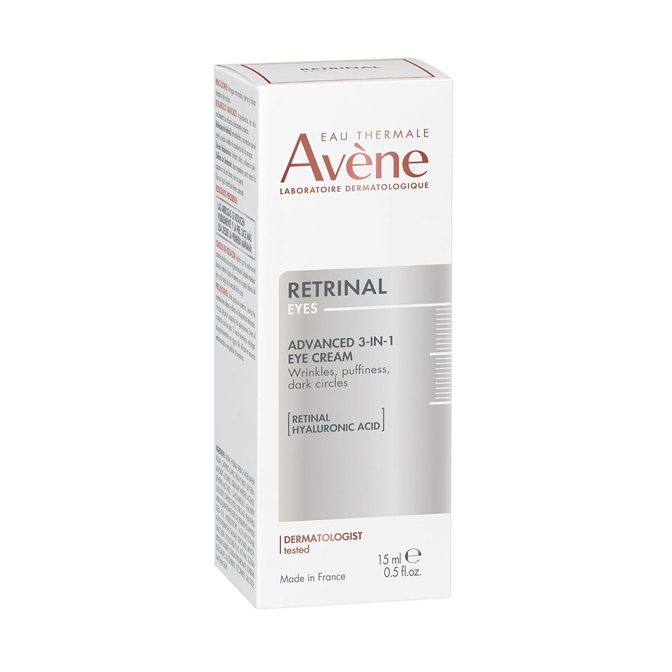 Avène Retrinal Eyes Advanced 3-In-1 Eye Cream, Retinal Eye Cream, Powered By Retinaldehyde & Hyaluronic Acid, Helps Smooth Wrinkles, Minimizes Under-Eye Puffiness & Dark Circles, Eye Cream Anti-Aging