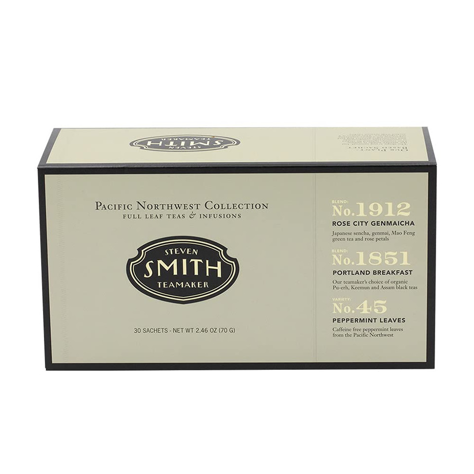 Smith Teamaker | Pacific Northwest Tea Gift Assortment | Portland Breakfast (10Ct), Genmaicha (10Ct) & Peppermint (10Ct) | Sugar-Free, Non-Gmo, Plant Based Full Leaf Pacific Northwest Teas (30Ct Total)