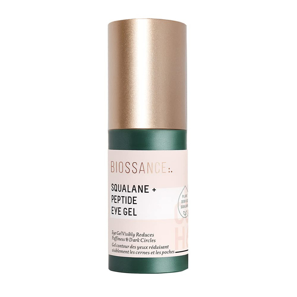 Biossance Squalane + Peptide Eye Gel - Ultra-Hydrating Under Eye Cream - Reduces Puffiness & Dark Circles - Eye Wrinkles Repair Moisturizer- Anti Aging & Hydrating, Day & Night Cream - 0.5Oz
