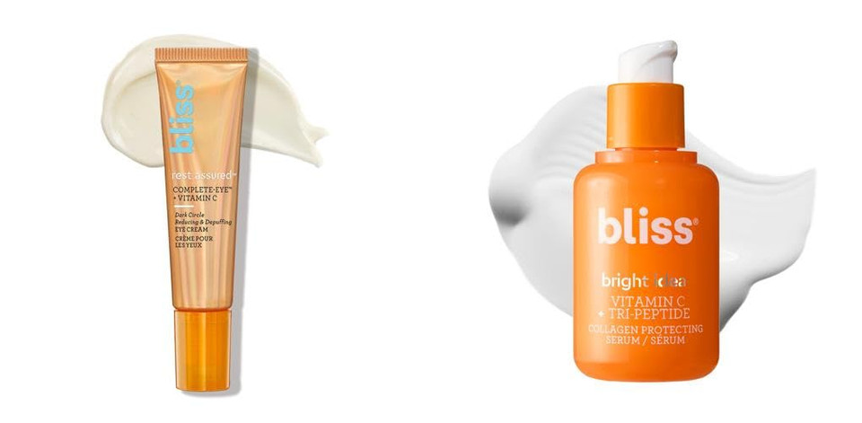 Bliss Rest Assured Eye Cream & Bright Idea Vitamin C Serum - Anti-Aging, Reduces Dark Spots, Boosts Elasticity - Vegan & Cruelty-Free