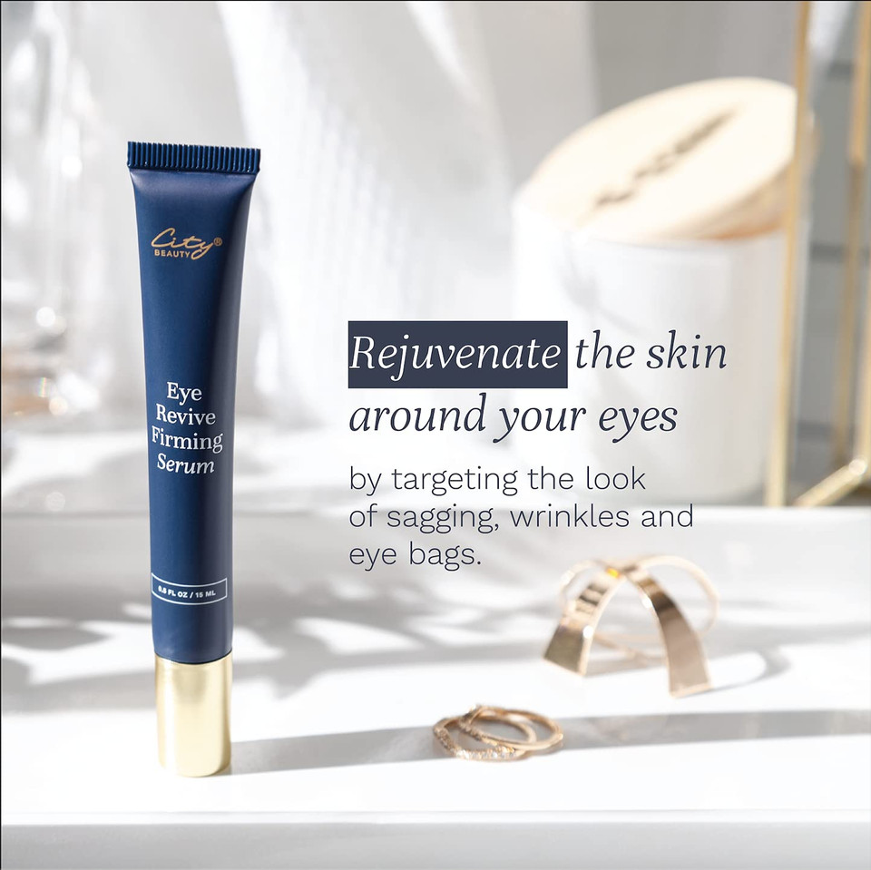 City Beauty Eye Revive Firming Serum - Anti-Aging Formula - Firm, Tighten, & Hydrate - Natural Solution For Sagging Skin & Under-Eye Wrinkles - Cruelty-Free Skin Care