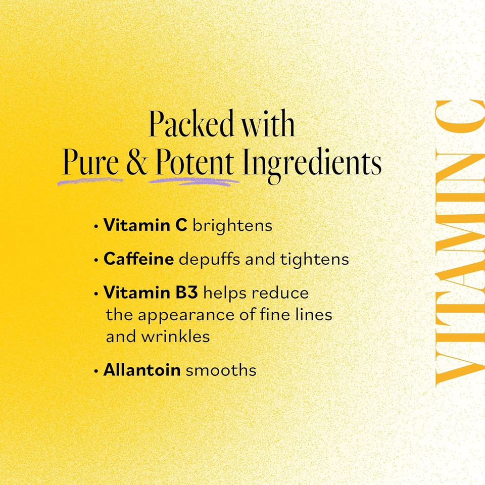 Derma E Vitamin C Bright Eyes Hydro Gel Under Eye Patches (5 Pairs), Allantoin, Caffeine & Vitamin B3, Eye Masks To Helps Reduce Fine Lines, Wrinkles, Dark Circles & Puffy Eyes,10 Ct