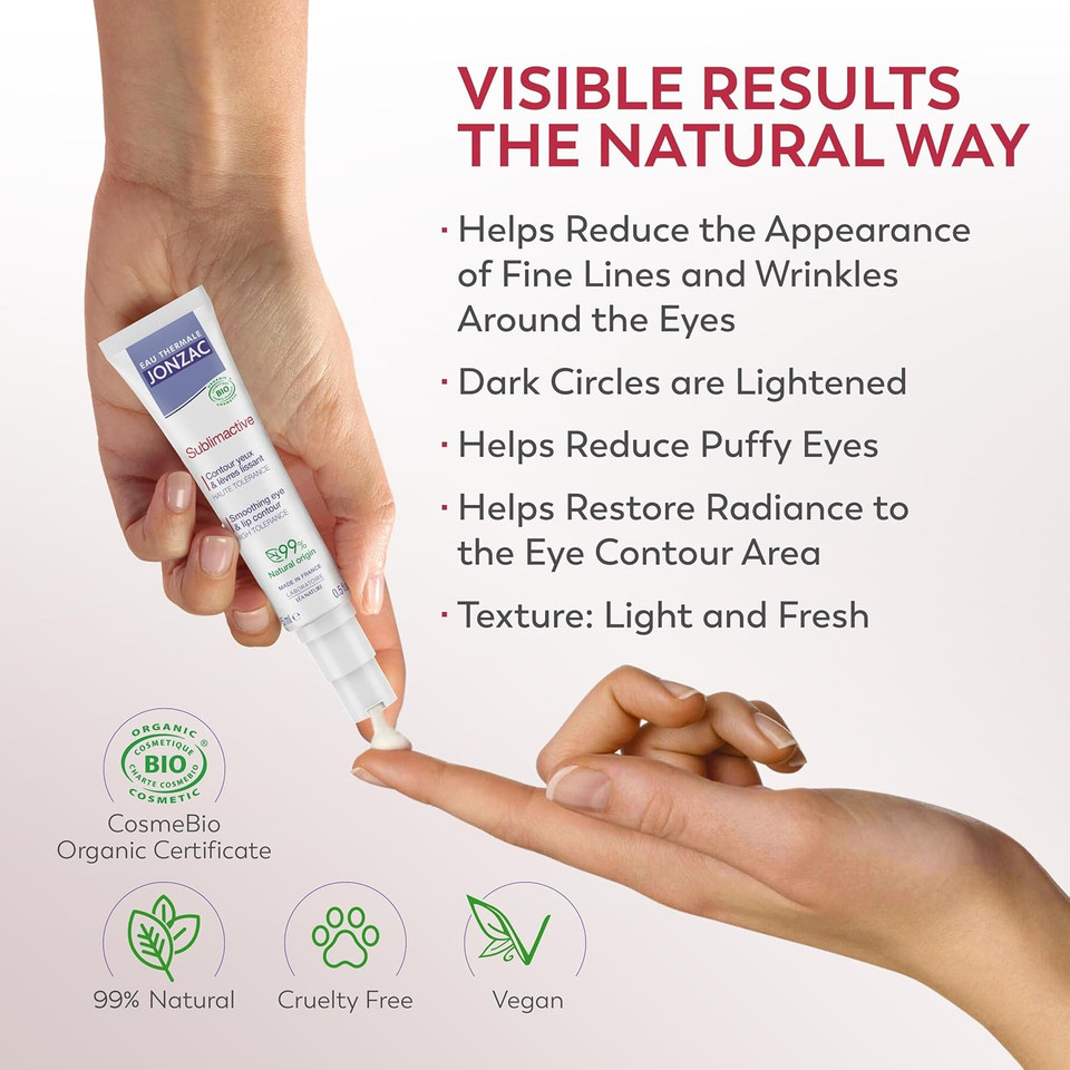 Sublimactive Organic Anti-Aging Eye & Lip Contour Cream - Reduces Fine Lines And Puffy Eyes - Dark Circles Reduced - Natural Skin Care - 0.5 Fl Oz