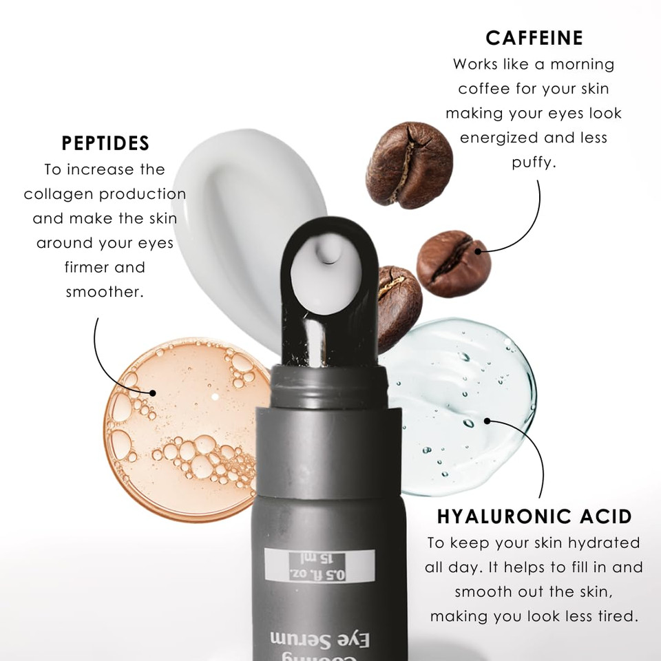 Apricus Eye Serum, Caffeine Peptide Formula, Lightweight Serum For Dark Circles, Puffiness And Fine Lines