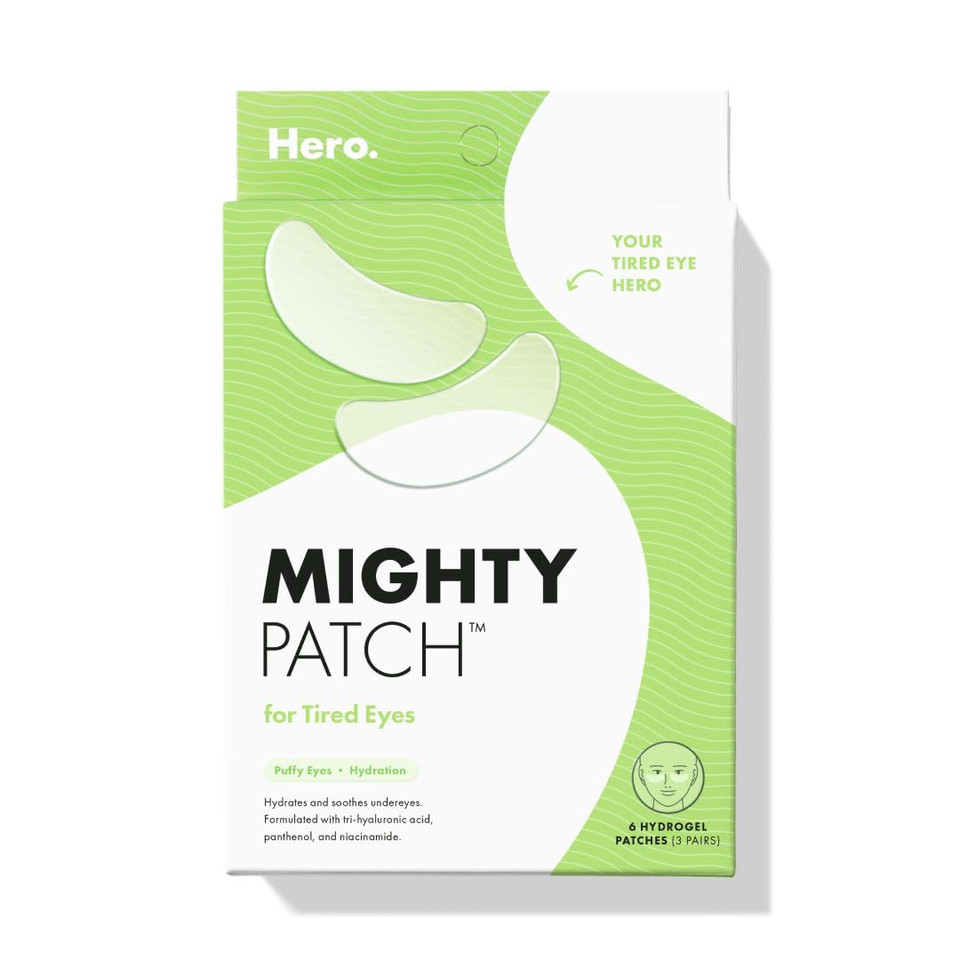 Hero Cosmetics Mighty Patch For Tired Eyes Patches - Soothing Hydrogel Patches - Awakens And Visibly De-Puffs Undereyes With Multiple Applications (6 Count)