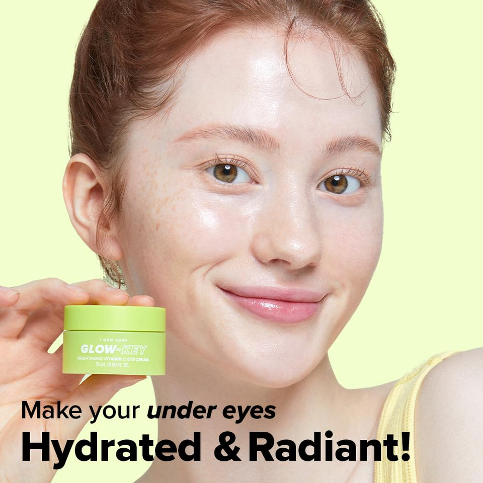 I Dew Care Vitamin C Eye Cream & Roller Set - Glow-Key | Korean Skin Care, Dark Circles Reducer, Treatment With Hyaluronic Acid, Niacinamide, Cooling Eye Stick Ball 0.50 Fl Oz