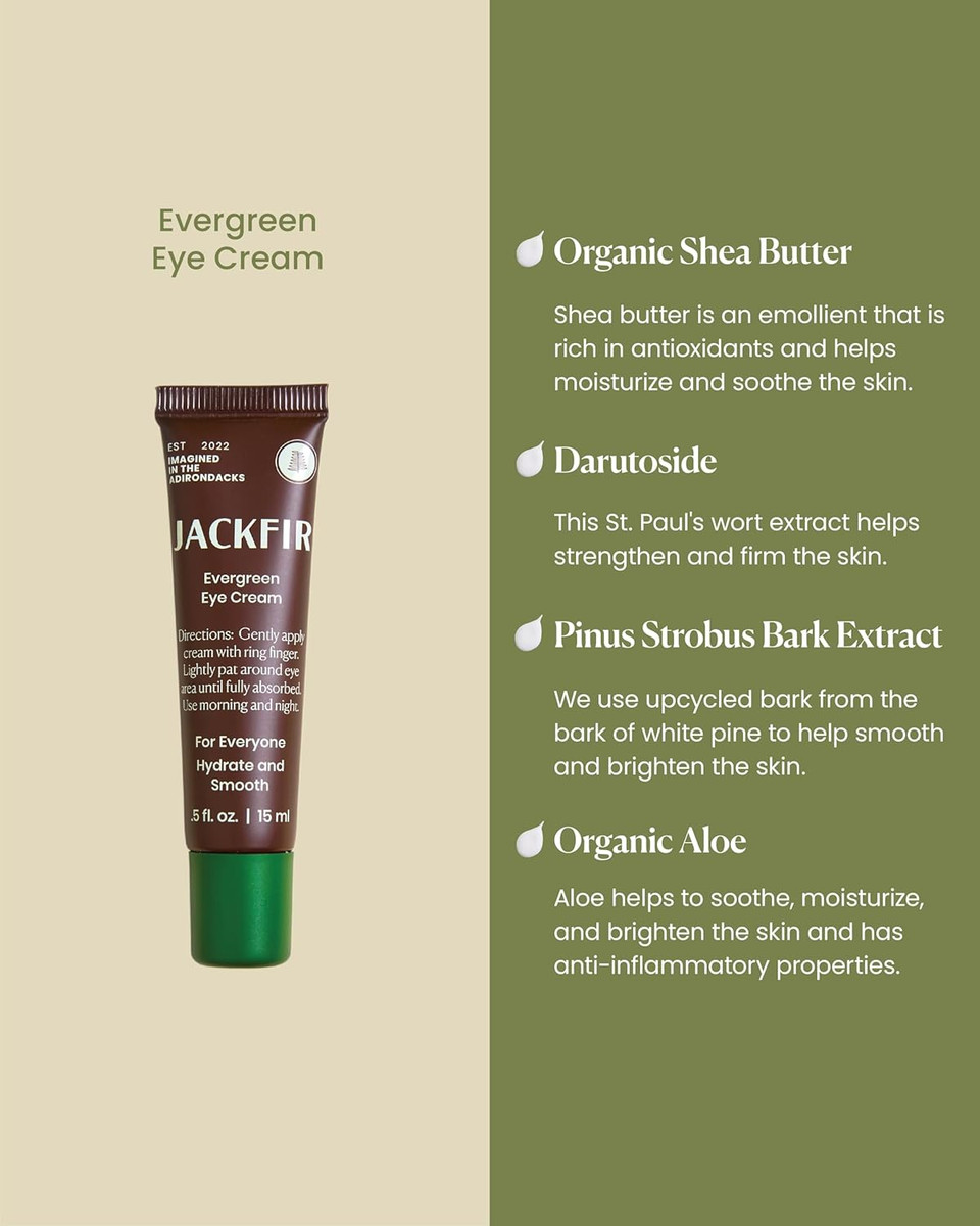 The Evergreen Eye Cream, Natural Eye Cream For Men, Helps Reduce Puffiness And Brighten Under Eye Dark Circles, Ewg Verified, Organic Ingredients, For All Skin Types, 0.5 Fl Oz