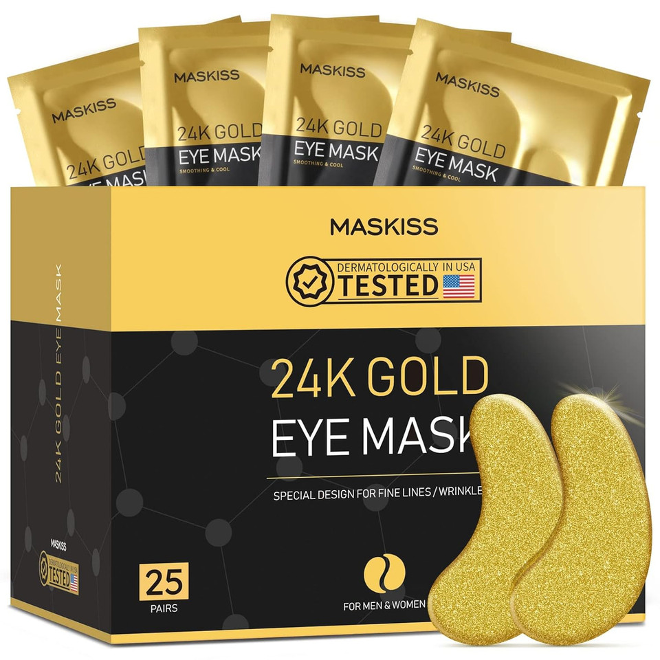 24K Gold Under Eye Patches (25 Pairs), Eye Mask, Collagen Skin Care Products, Eye Patches For Puffy Eyes, Eye Masks For Dark Circles And Puffiness