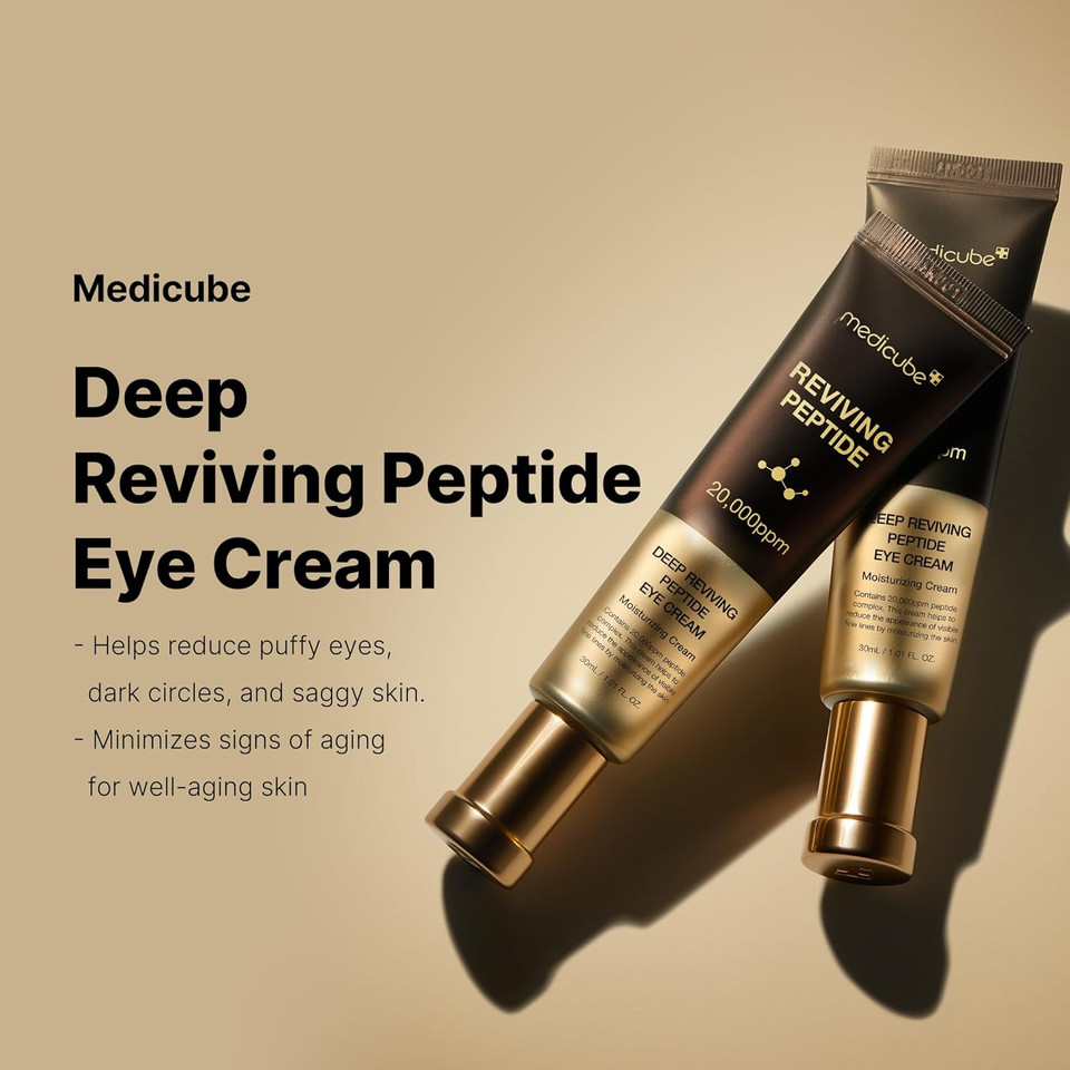 Medicube Deep Reviving Peptide Eye Serum 1.01 Fl. Oz., | Eye Treatment Serum With Quadruple Peptides, Niacinamide, And Squalane | Reduces Signs Of Aging And Fine Lines