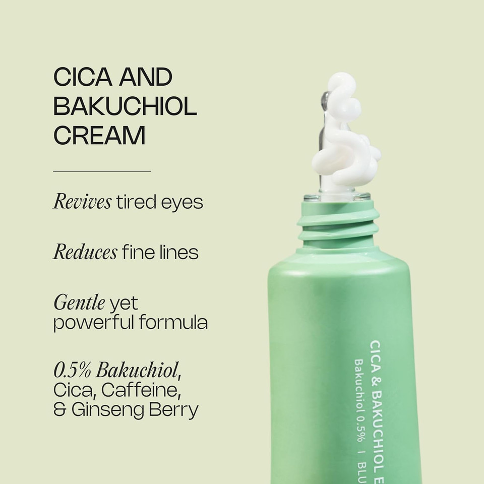 Meebak Eye Cream With Bakuchiol, Caffeine, And Cica  Anti-Aging Under Eye Treatment For Puffiness, Dark Circles, Fine Lines, And Wrinkles, Brightening Daily Eye Cream For Tired Eyes