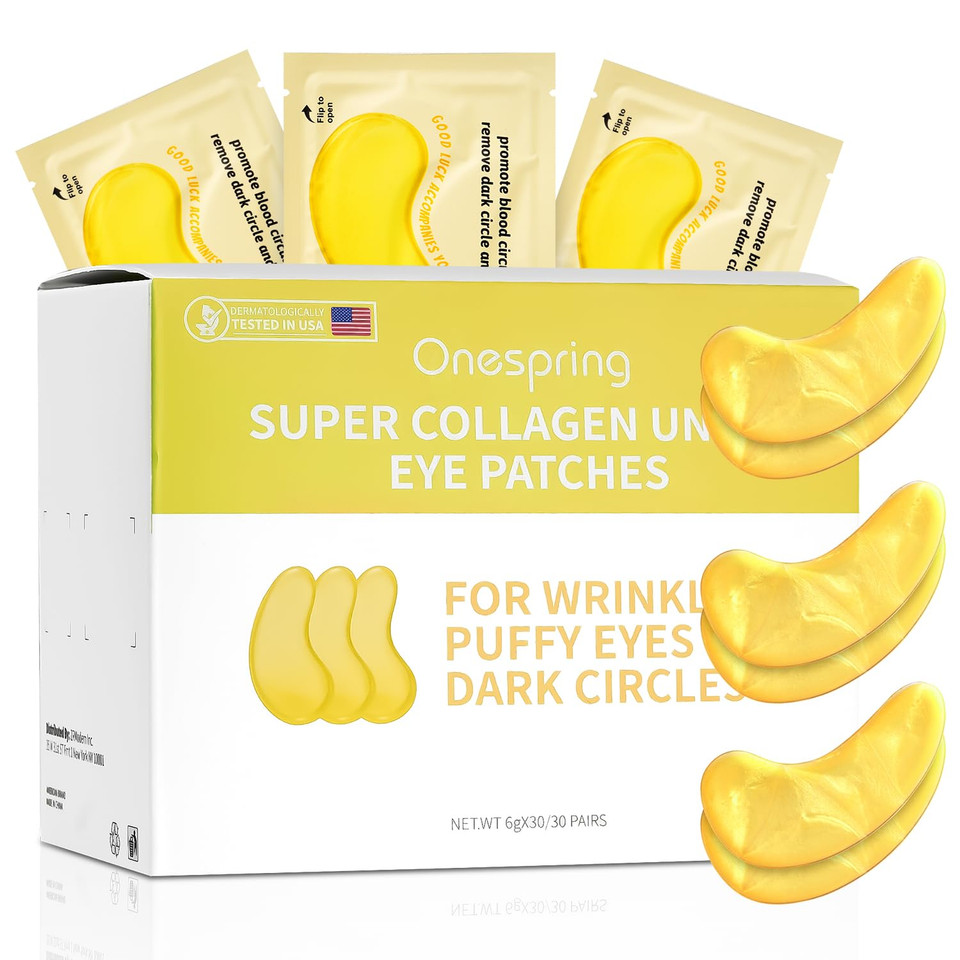 Under Eye Patches (30 Pairs) - 24K Gold Eye Mask For Puffy Eyes, Dark Circles, Under Eye Bags And Smooth Wrinkles, Eye Gel Pads With Collagen, Hyaluronic Acid & Castor Oil