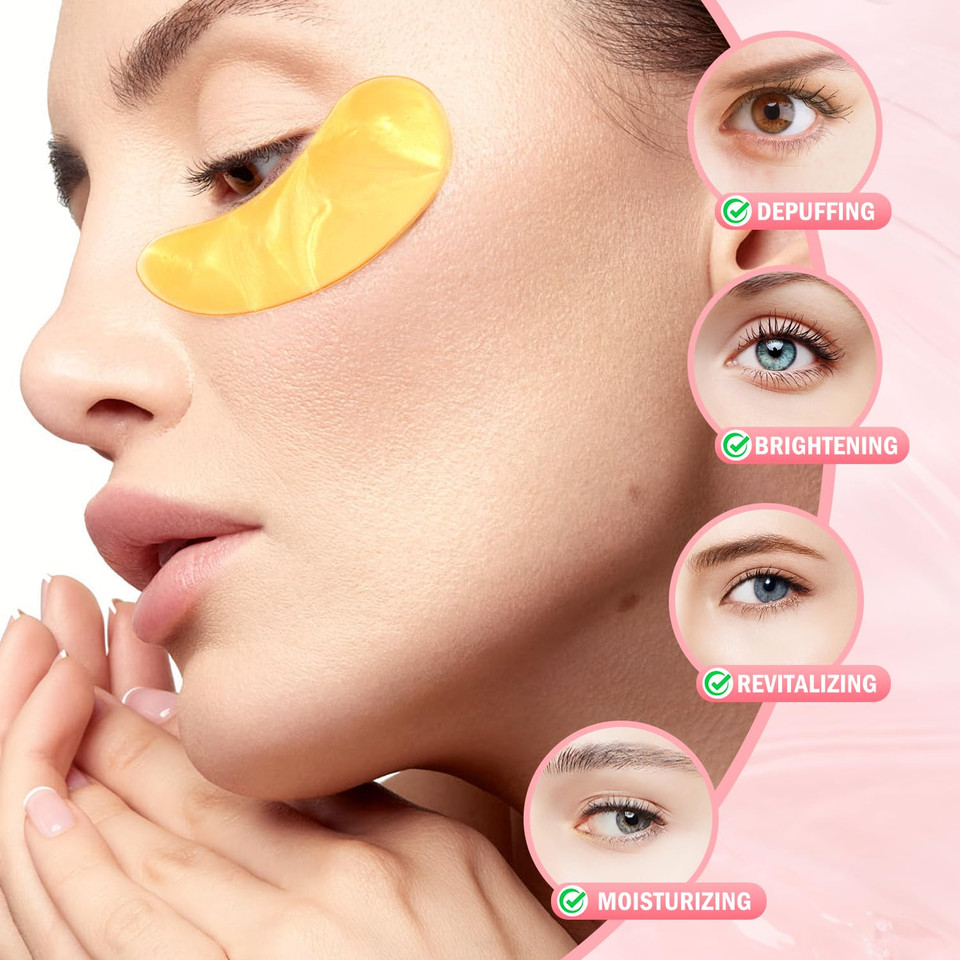Under Eye Patches (30 Pairs) - 24K Gold Eye Mask For Puffy Eyes, Dark Circles, Under Eye Bags And Smooth Wrinkles, Eye Gel Pads With Collagen, Hyaluronic Acid & Castor Oil