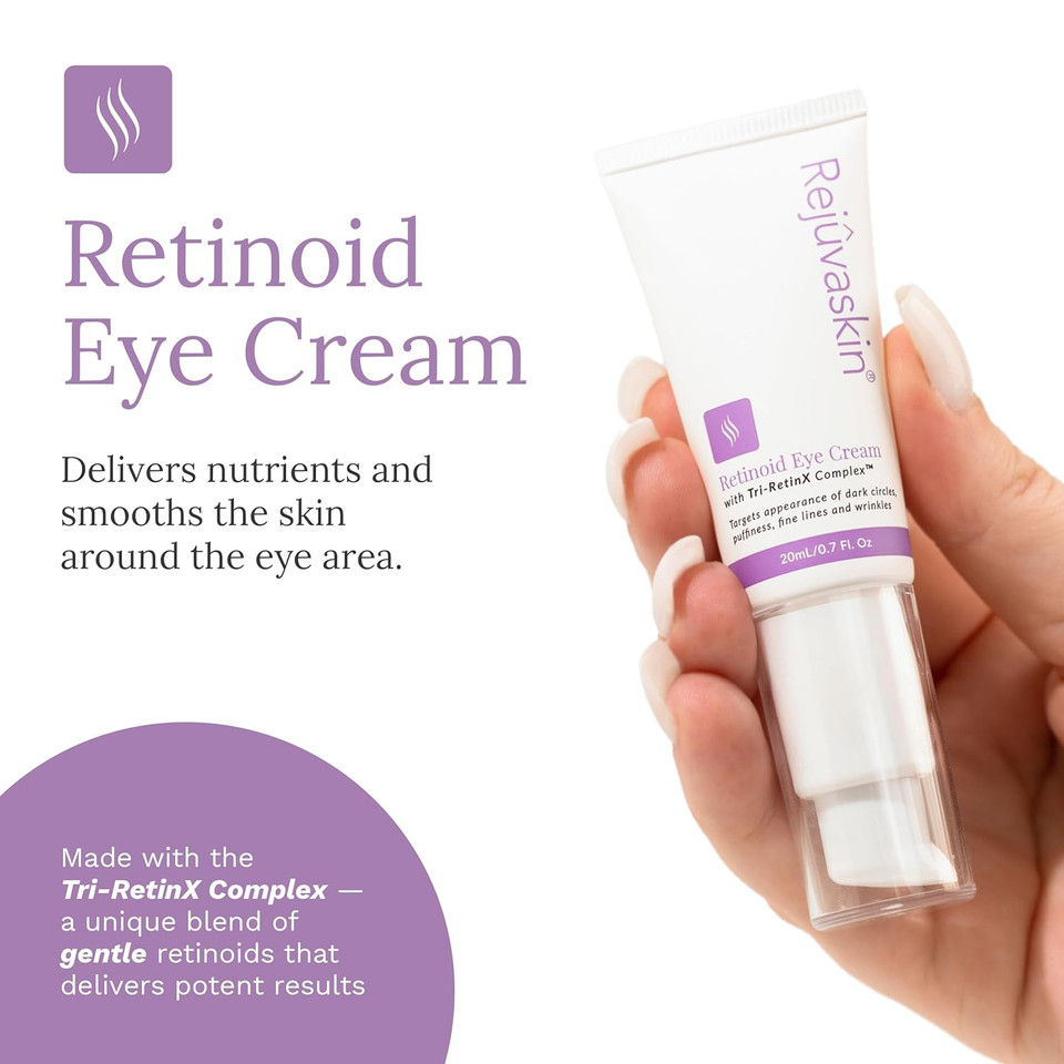 Rejuvaskin Retinoid Eye Cream, Under Eye Cream With Tri-Retinx Complex, Reduces Dark Circles & Puffiness, Anti-Aging Eye Treatment, 20Ml