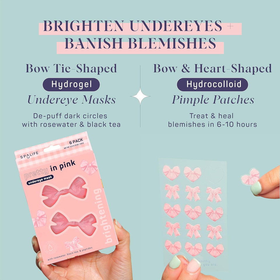 Spalife Pretty In Pink Undereye Mask & Pimple Patch Duo  Hydrogel Undereye Patches For Dark Circles, Puffy Eyes  Hydrocolloid Pimple Patches  Mother'S Day Gifts For Her - 42 Total Patches