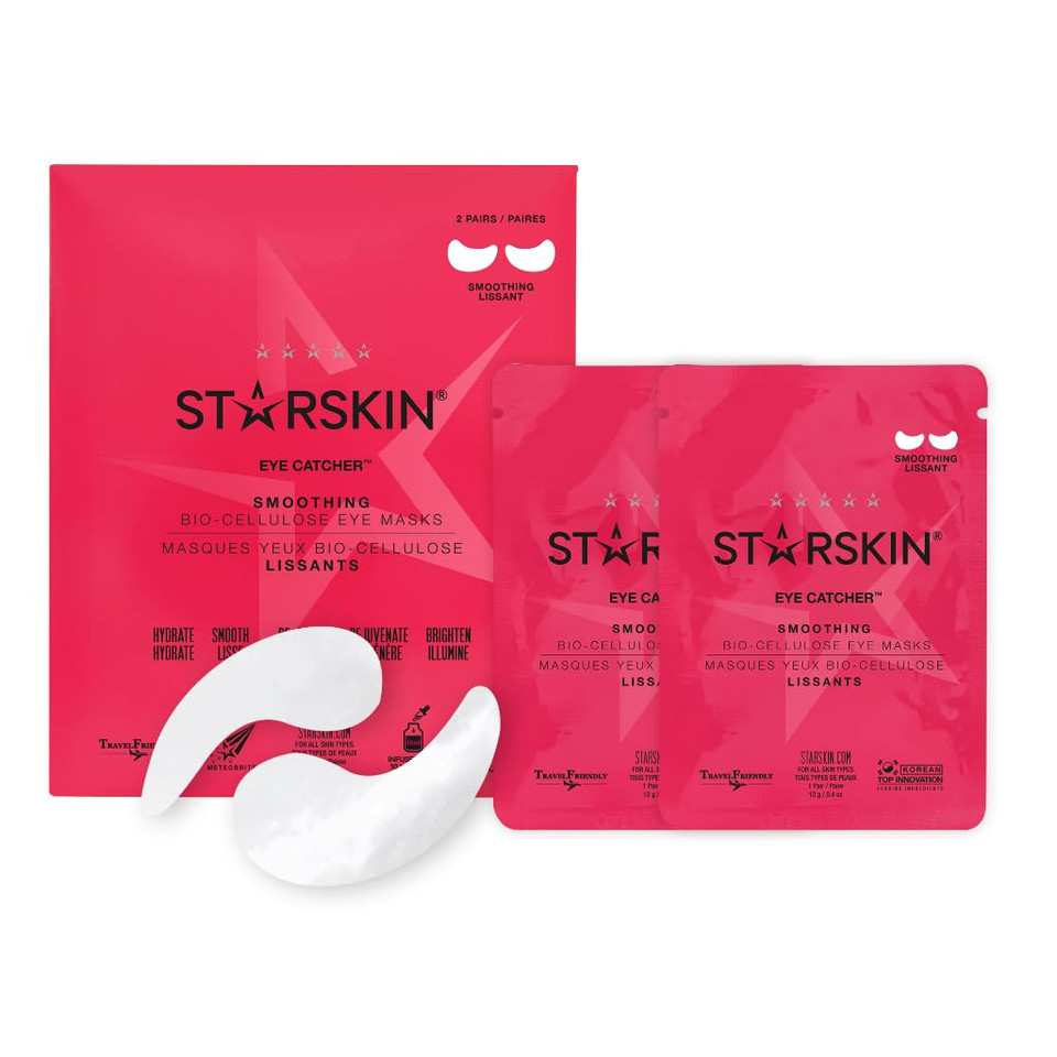 Starskin Eye Catcher 2 Pairs, Bio-Cellulose Under Eye Patches, For Dark Circles, Wrinkles, Eye Bags & Puffy Eyes, Brightening & Refining Under Eye Treatment, K Beauty Skincare