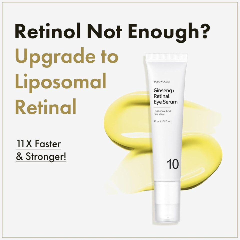 Ginseng Plus Retinal Eye Serum With Retinal Niacinamide Bakuchiol Correction For Puffy Eye Bags Fine Lines Dark Circles Wrinkles, Korean Skin Care, 30Ml, 1.01 Fl.Oz