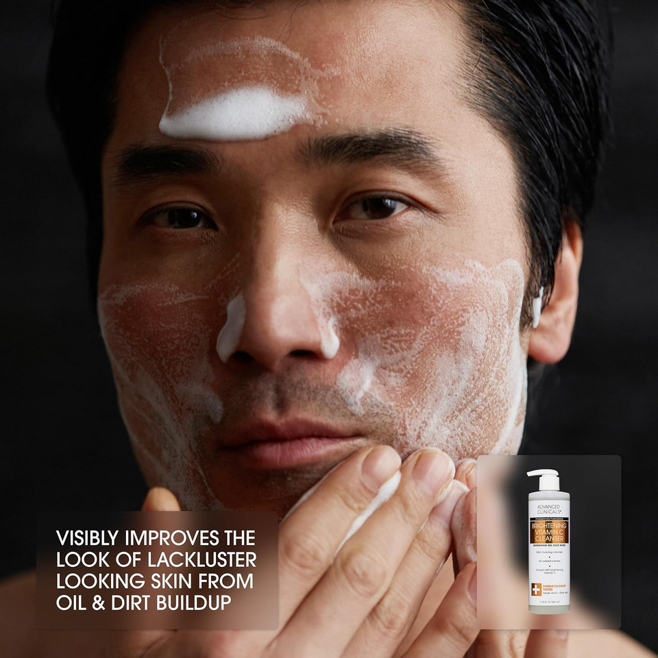 Advanced Clinicals Gentle Vitamin C Face Wash For Women & Men | Citrus Scented Gel Facial Cleanser Soap | Aloe Vera + Ferulic Acid Hydrating Foaming Wash For Cleansing Dirt & Oil, Large 11.75 Fl Oz