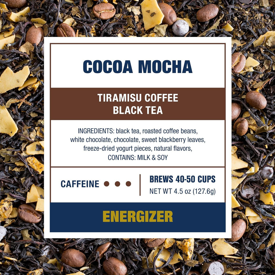 Tiesta Tea - Cocoa Mocha | Tiramisu Coffee Black Tea | Premium Loose Leaf Tea Blend | High Caffeinated Holiday Tea | Make Hot or Iced Tea & Brews Up to 50 Cups - 4.5 Ounce Refillable TinTin - 50 Cups