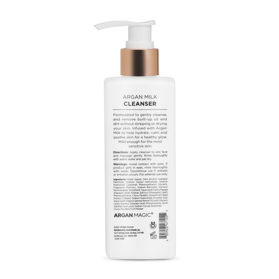 Argan Magic Hydrates & Calms Argan Milk Cleanser - Gently Cleanses And Removes Built-Up Oil And Dirt | Hydrates, Calms, And Soothes | Paraben Free, Cruelty Free, Made In Usa (8 Fl Oz)