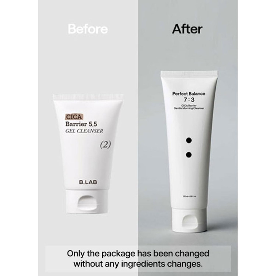 B:Lab Cica Barrier Gentle Morning Cleanser, Low-Ph 5.5 Gel Face Wash With Centella & Panthenol, Fragrance-Free For Sensitive Skin, 4.05 Fl Oz / 120 Ml