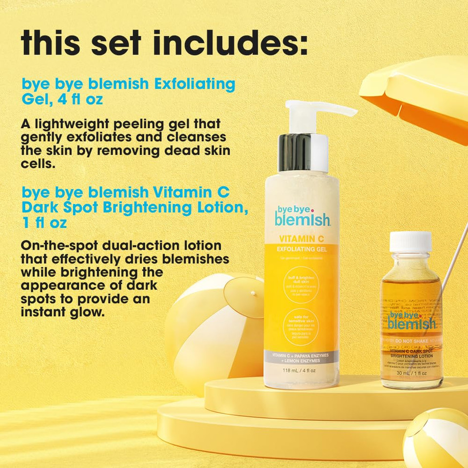 Bye Bye Blemish Vit C Dark Spot Lotion And Vitamin C Exfoliating Gel For Skin Brightening And Blemishes Removal